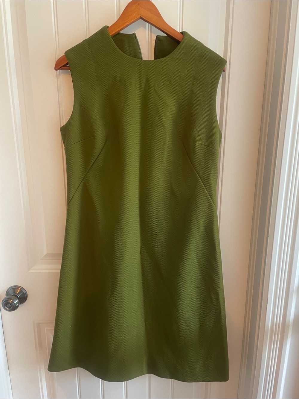 Vintage Olive Green Sleeveless A-Line Dress